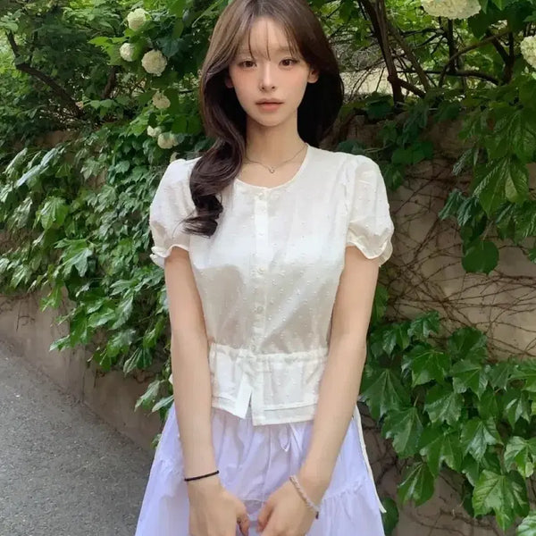 [BUNJANG] MISSCloth String Frill Blouse / 무신사 에이블리 지그재그 미쏘 스트링 프릴 블라우스