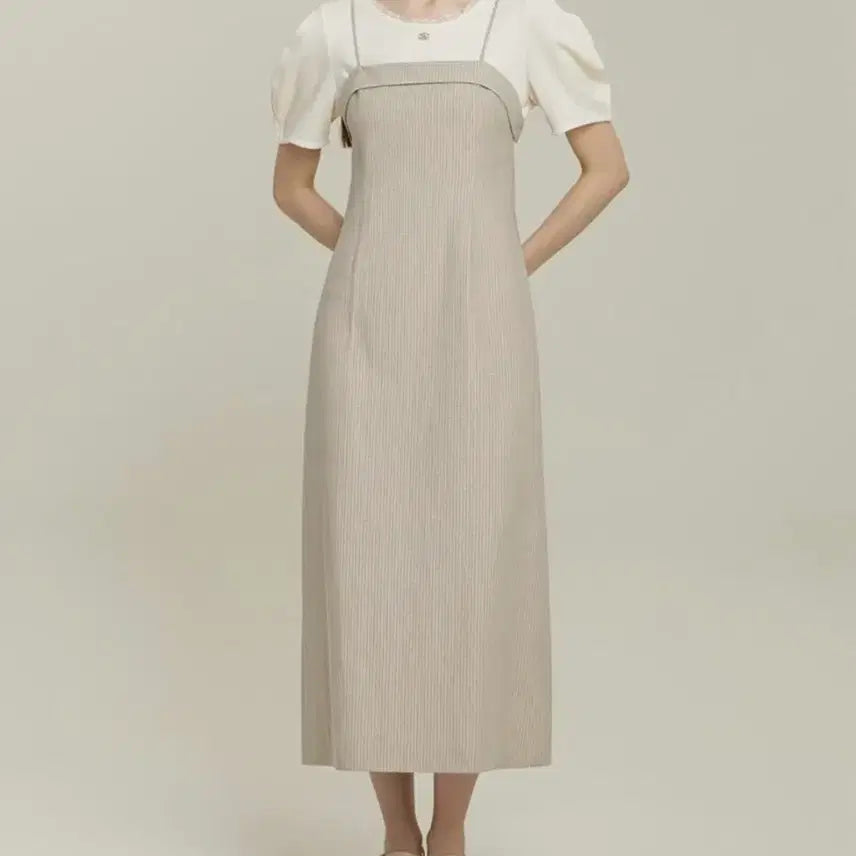[BUNJANG] It MICHAA Striped Bustier Long Dress Beige 44 / 잇미샤 44 스트라이프 뷔스티에원피스 롱원피스베이지 ITP5WOP800
