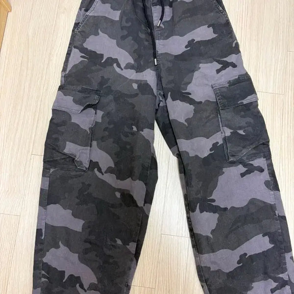 [BUNJANG] Camo Wide Cargo Jogger Pants / 카모 와이드 카고 조거팬츠