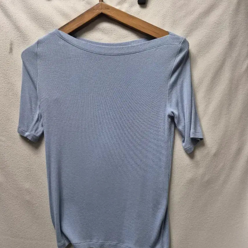 [BUNJANG] Ribbed Boat Neck Short Sleeve Knit M Size / 골지 보트넥 반팔 니트M