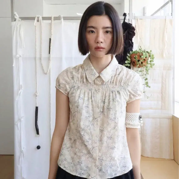 [BUNJANG] Colocynth Girly Embroidery Blouse - Vintage Apricot / 콜로신스 GIRLY EMBROIDERY BLOUSE VINTAGE APRICOT