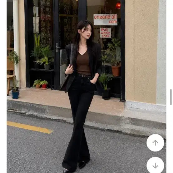 [BUNJANG] Black Bootcut Pants (Long S) / 블랙 부츠컷 바지