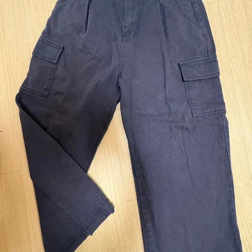[BUNJANG] Navy Wide Cargo Pants / 네이비 와이드 카고팬츠
