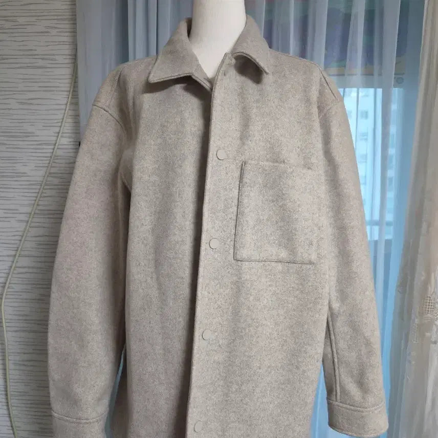 [BUNJANG] SPAO Wool Like Shirt Jacket Beige / 베이지색 스파오 울라이크 셔츠자켓 모직자켓
