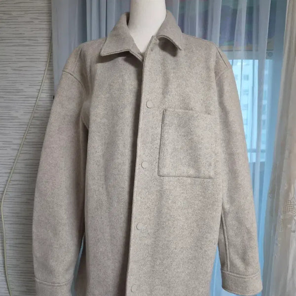 [BUNJANG] SPAO Wool Like Shirt Jacket Beige / 베이지색 스파오 울라이크 셔츠자켓 모직자켓