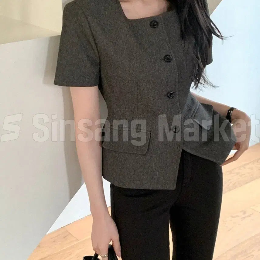 [BUNJANG] Deen Square Jacket Blouse / [빠른발송] 디엔 스퀘어 자켓 블라우스