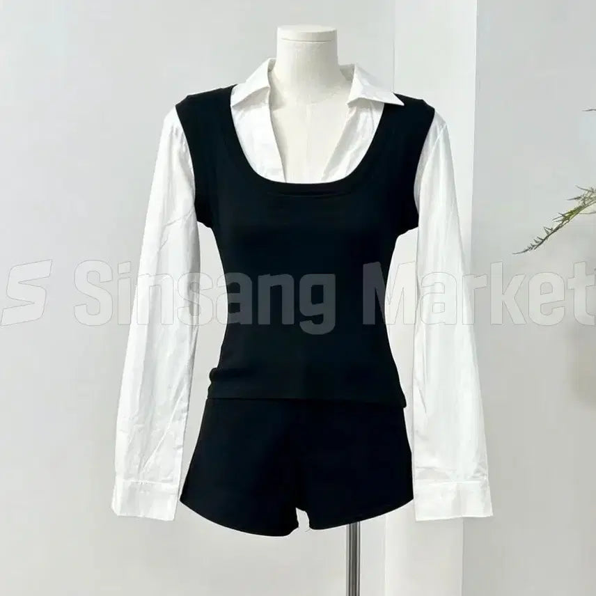 [BUNJANG] Mob V-neck Bustier Shirt Blouse / [빠른발송] 모브 뷔스티에 셔츠 블라우스