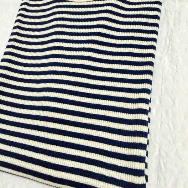 [BUNJANG] ZigZag Four-Color Blue Stripe Short-Sleeve T-Shirt / 지그재그 사색 블루 스트라이프 반팔 티셔츠