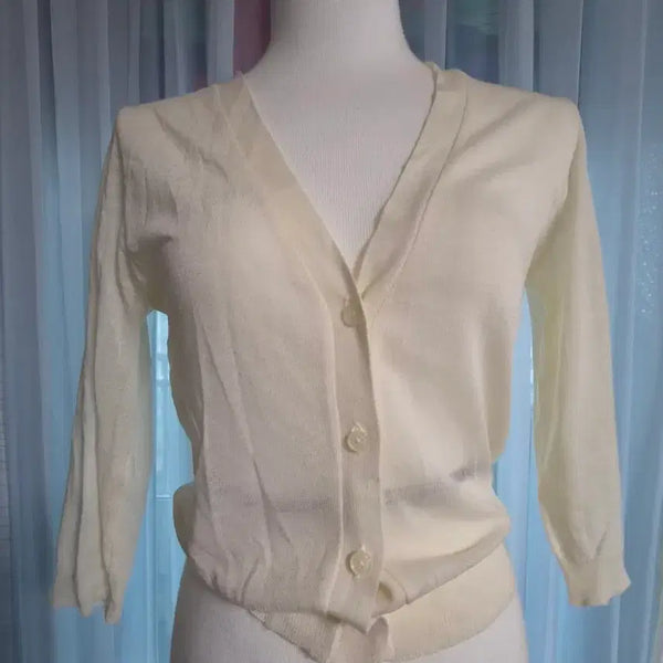 [BUNJANG] Jigott V-Neck See-Through Mesh Cardigan / 지고트 브이넥 가디건 시스루 반전 메쉬망 가디건