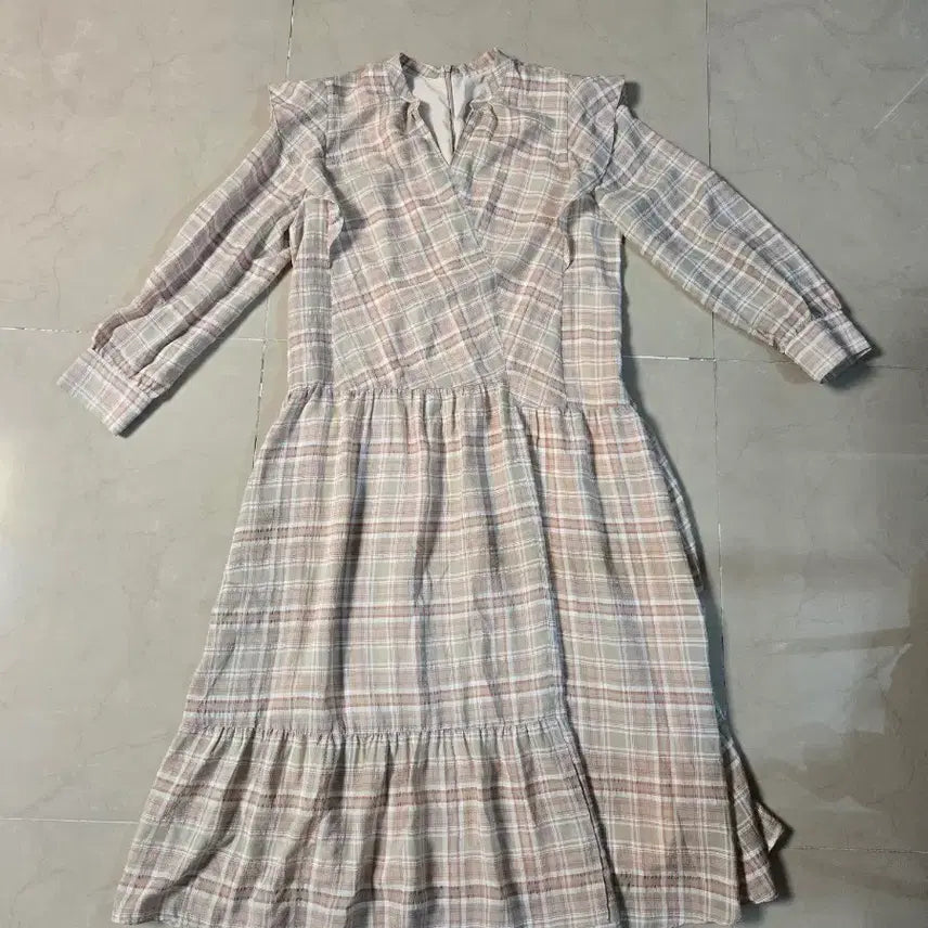 [BUNJANG] Check Pattern Long Dress / 체크 패턴 롱 원피스