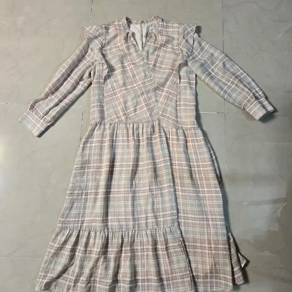 [BUNJANG] Check Pattern Long Dress / 체크 패턴 롱 원피스