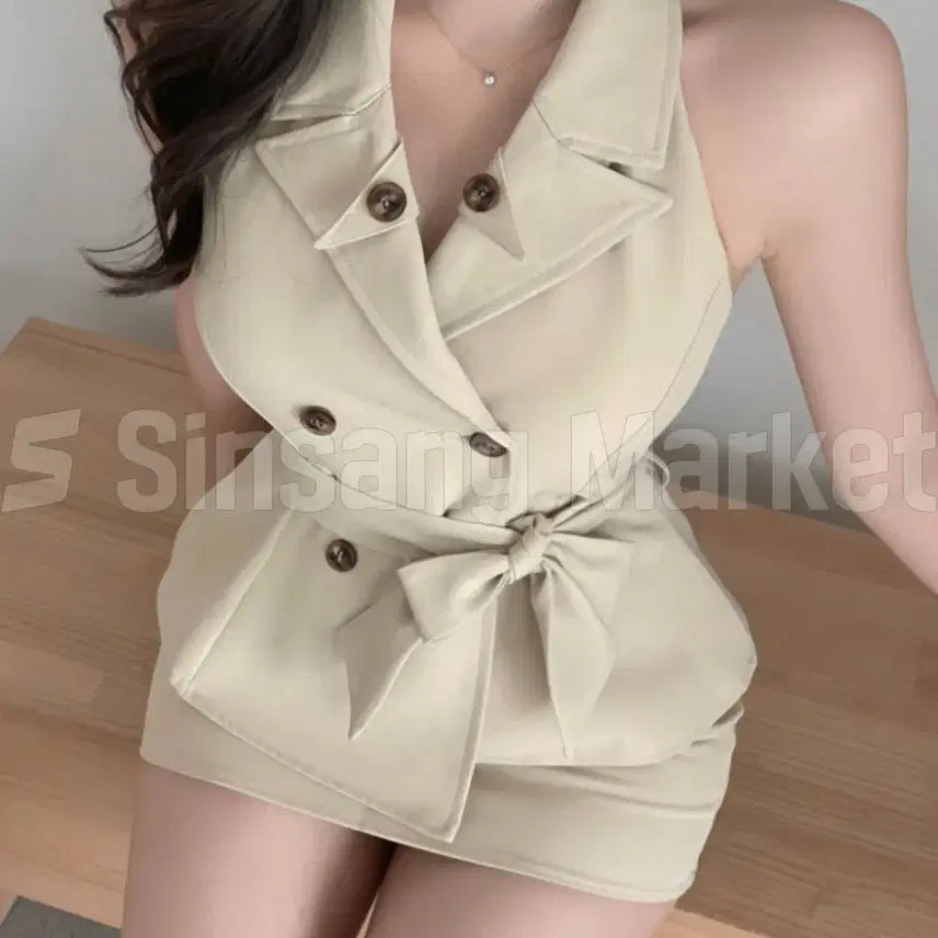 [BUNJANG] Bay Trench Two-Piece Set / [빠른발송] 폭주 실사 베이 트렌치 투피스 세트 원칼라 S M L 000