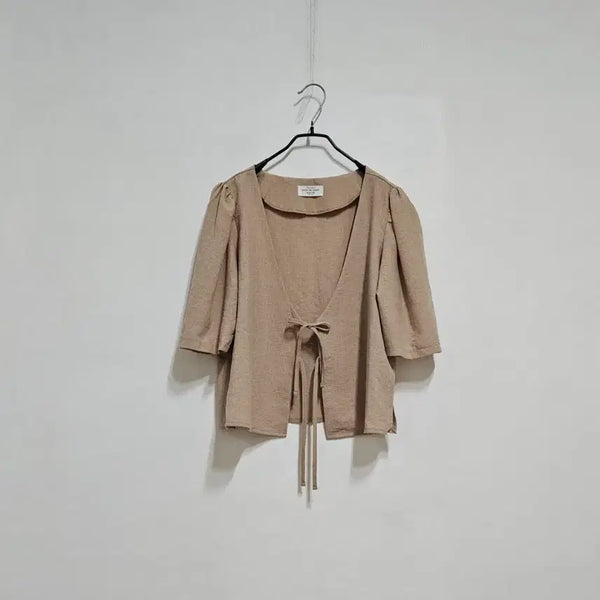 [BUNJANG] Puff Sleeve Tie Blouse / 퍼프 끈장식 블리우스
