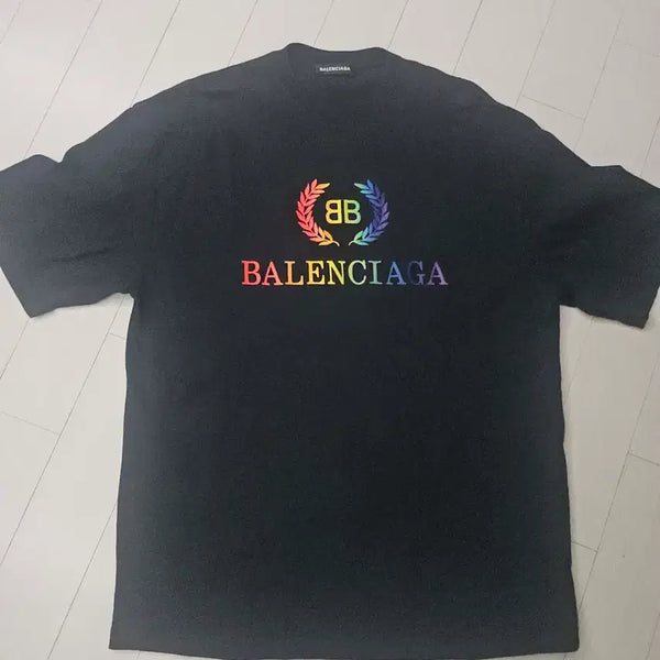 [BUNJANG] Balenciaga Laurel Rainbow T-Shirt / [S]발렌시아가 월계수 레인보우 반팔티셔츠