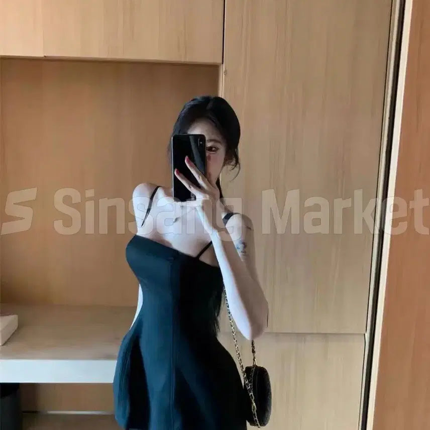 [BUNJANG] Dian Line Spaghetti Strap Sleeveless Dress / [빠른발송] 디안 라인 끈 나시 원피스 민소매 원피스