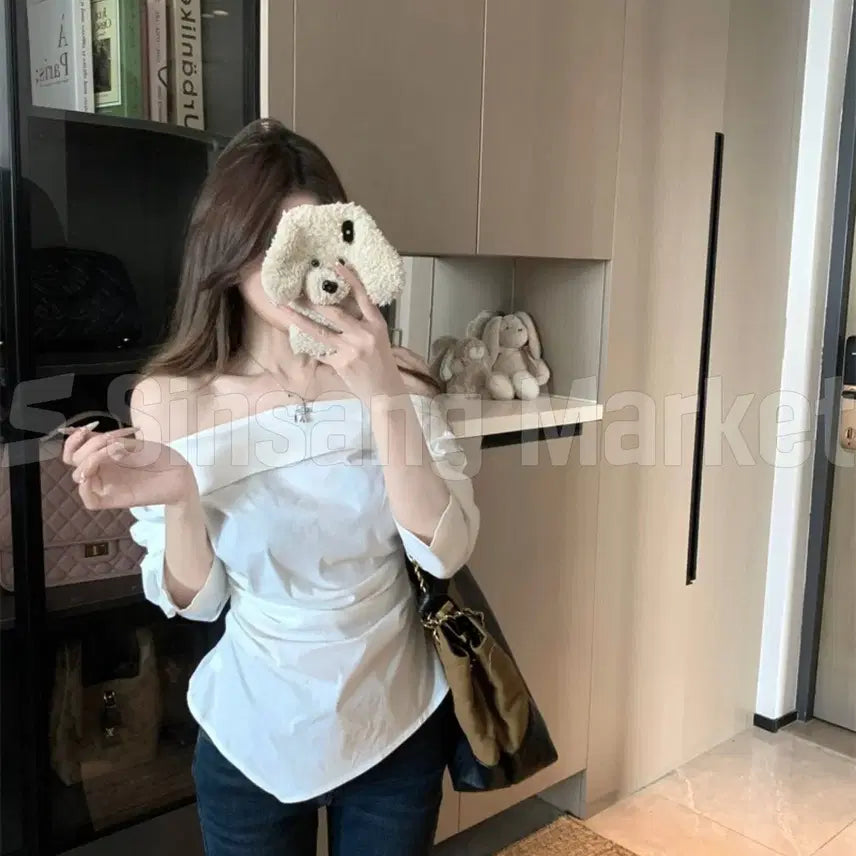 [BUNJANG] DAVI Off-Shoulder Shirt / [빠른발송] 다비 오프숄뎌 셔츠