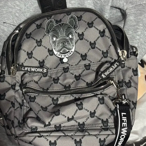 [BUNJANG] Life Work Gray Bear Pattern Hip Sack / 라이프워크 힙색 그레이 곰돌이 패턴