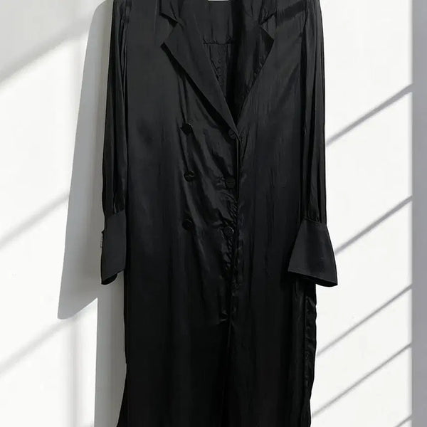 [BUNJANG] TIME Silk Blend Double Breasted Coat / 타임 실크 블렌드 더블 브레스드 코트