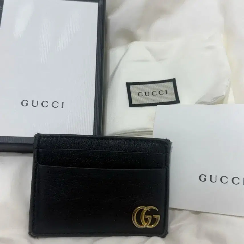 [BUNJANG] Gucci Marmont Leather Money Clip Cardholder Black / 구찌 마몽 레더 머니클립 카드지갑 블랙