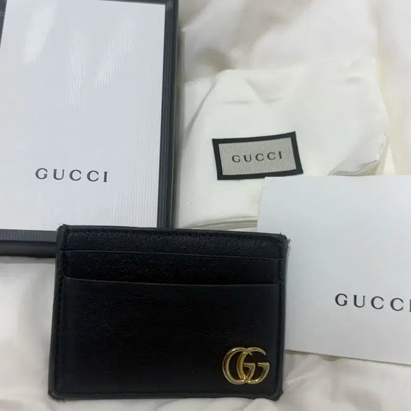 [BUNJANG] Gucci Marmont Leather Money Clip Cardholder Black / 구찌 마몽 레더 머니클립 카드지갑 블랙
