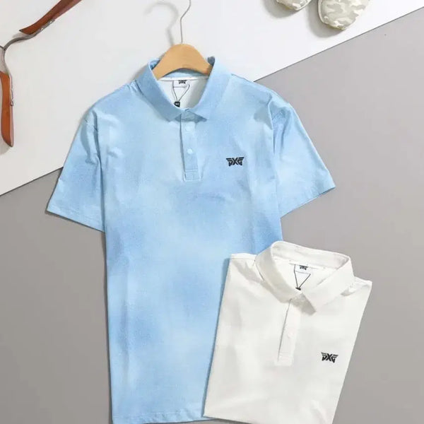 [BUNJANG] PXG Golf Apparel Short Sleeve Collar T-Shirts 2-Set (Sky Blue/White) / PXG 골프웨어 반팔 카라티 2종 세트 (하늘색/화이트)