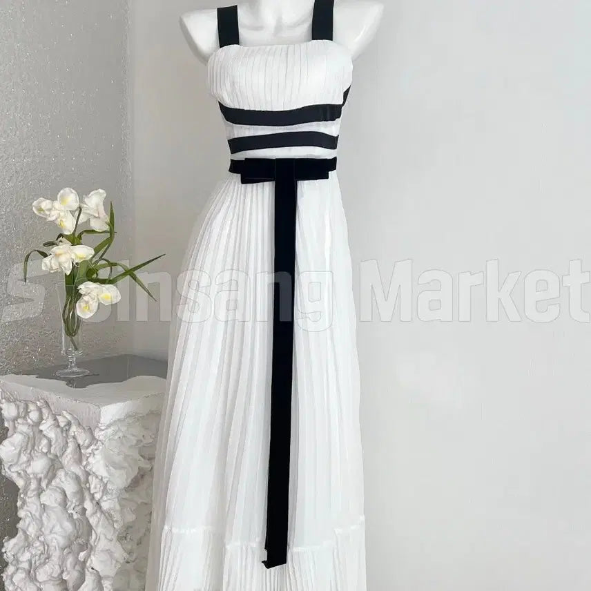 [BUNJANG] Benji Pleats Knot Long Dress / [빠른발송] 벤지 플리츠 매듭 롱 원피스