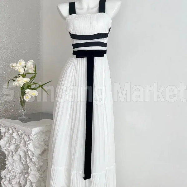 [BUNJANG] Benji Pleats Knot Long Dress / [빠른발송] 벤지 플리츠 매듭 롱 원피스