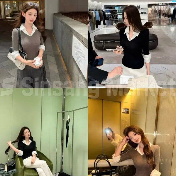 [BUNJANG] Devin Kara Shirt Knit / [빠른발송] 데빈 카라 셔츠 니트