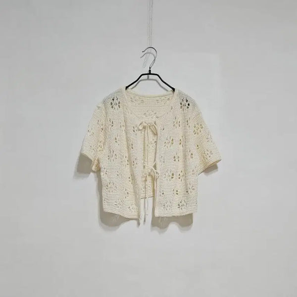 [BUNJANG] CIDER Crochet Strap Knit Cream Beige / CIDER 크로셰 끈니트