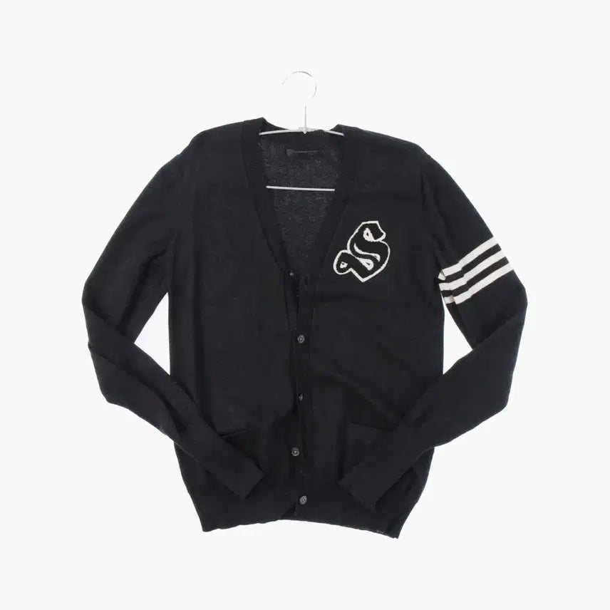 [BUNJANG] Black Knit Basic Cardigan Japanese Vintage Y2K Grunge Archive Ame-kaji / 블랙 니트 베이직 가디건 일본빈티지 y2k 구제 그런지 아카이브 아메카지