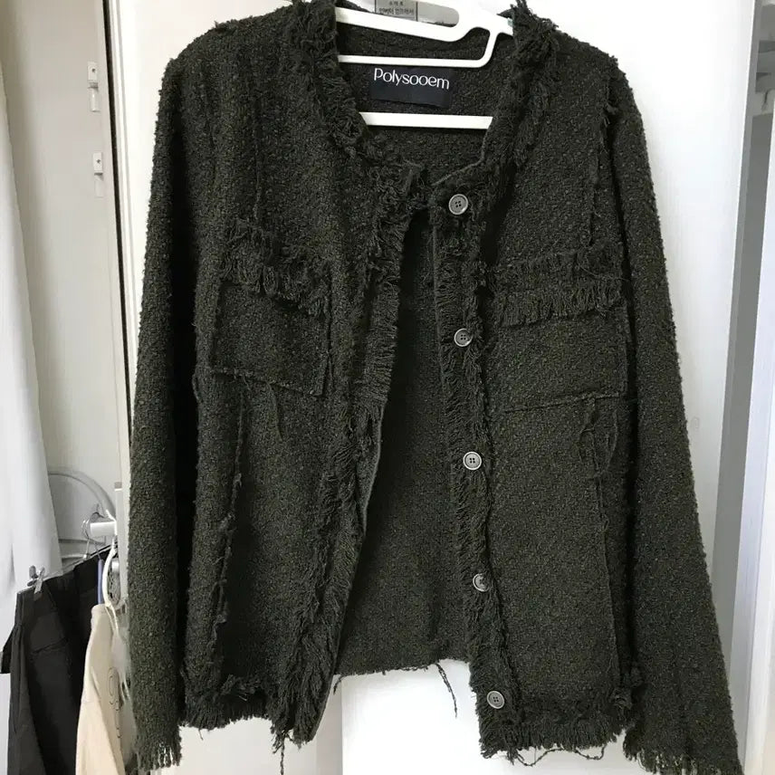 [BUNJANG] Poly M Tweed Jacket Khaki / 폴리수엠 트위드 자켓 카키