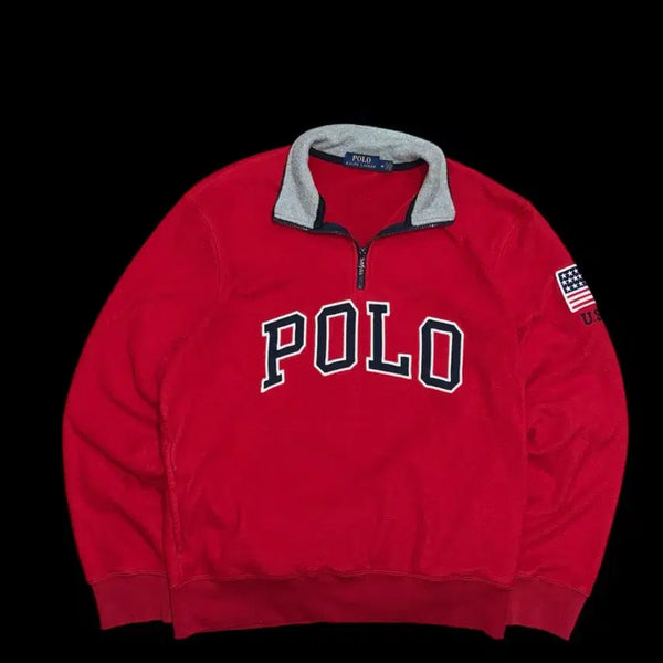 [BUNJANG] Polo Ralph Lauren American Flag Half-Zip Fleece / 폴로 랄프로렌 성조기 반집업 플리스 후리스 집업