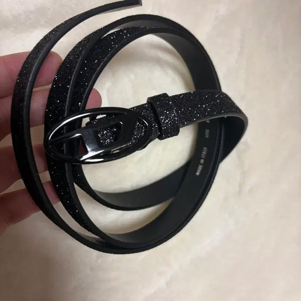 [BUNJANG] Diesel Glitter Black Belt / 디젤 글리터 블랙 벨트