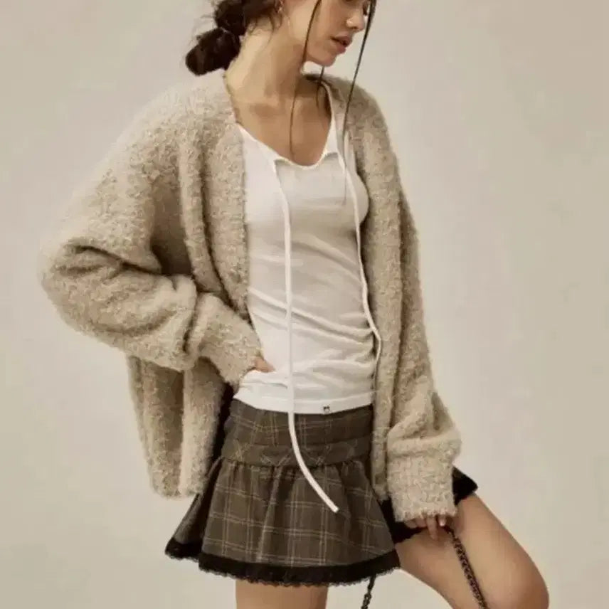 [BUNJANG] 3Times Poodle Cardigan Beige / 쓰리타임즈 푸들 가디건 쓰탐 베이지