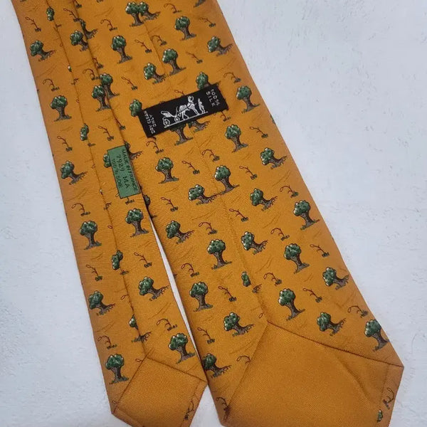 [BUNJANG] Hermès Vintage Silk Necktie with Wood Pattern / 에르메스 빈티지 넥타이
