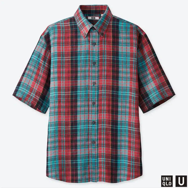 [BUNJANG] Uniqlo Linen Check Oversized Shirt L / 유니클로 린넨 체크 오버 셔츠 L