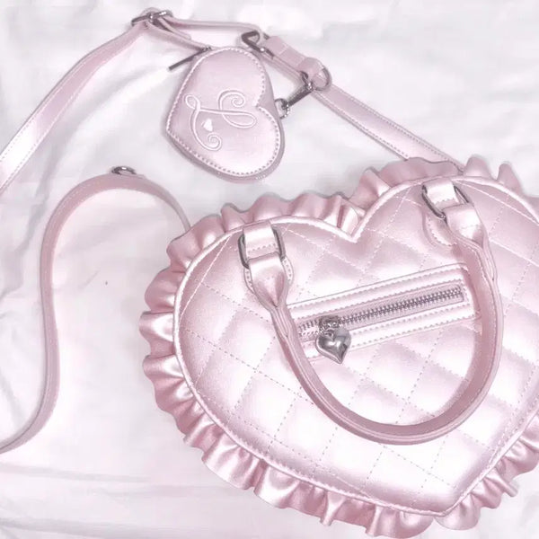 [BUNJANG] Rorimi Darling With Me Heart Quilting Shoulder Bag / 멜피메모리 바이 로리미 하트 퀼팅 숄더백 리즈리사 양산형