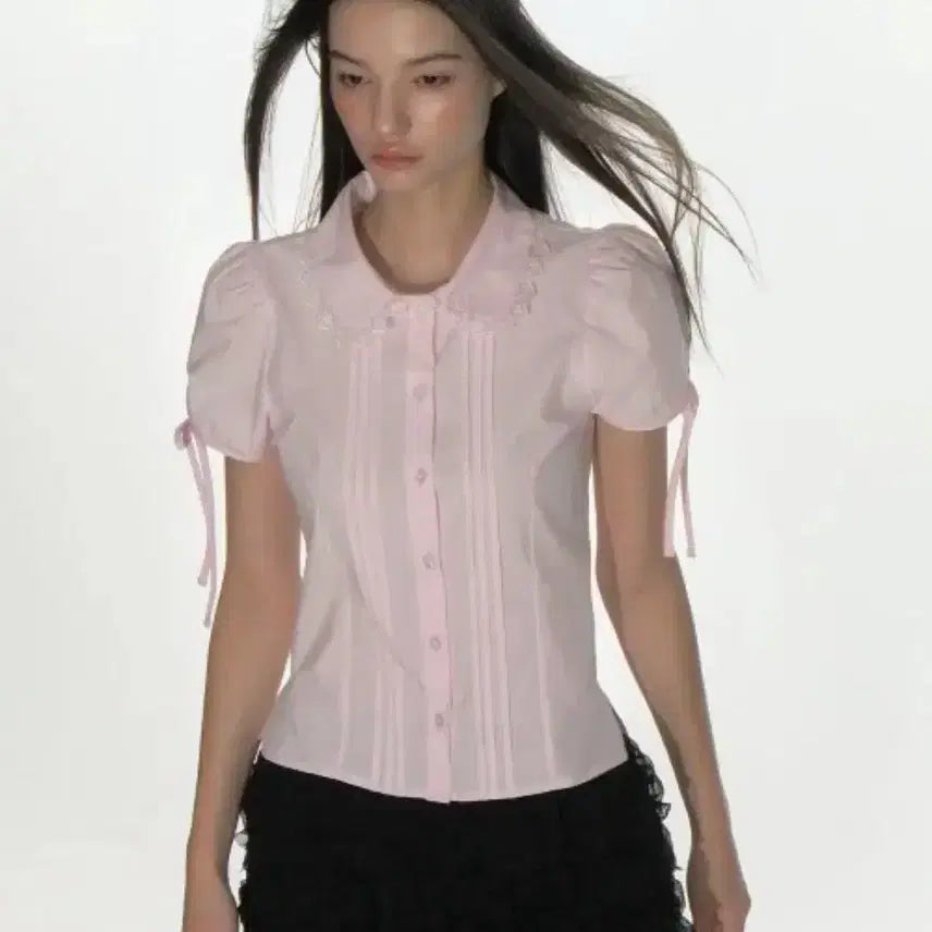 [BUNJANG] Crank Pin-tuck Blouse - Pink / 크랭크 핀턱 블라우스_핑크