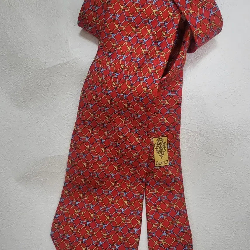 [BUNJANG] Gucci Vintage Necktie Horsebit Pattern Red / 구찌 빈티지 넥타이 레드 말발굽 패턴