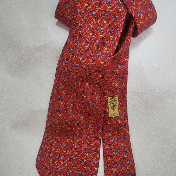 [BUNJANG] Gucci Vintage Necktie Horsebit Pattern Red / 구찌 빈티지 넥타이 레드 말발굽 패턴