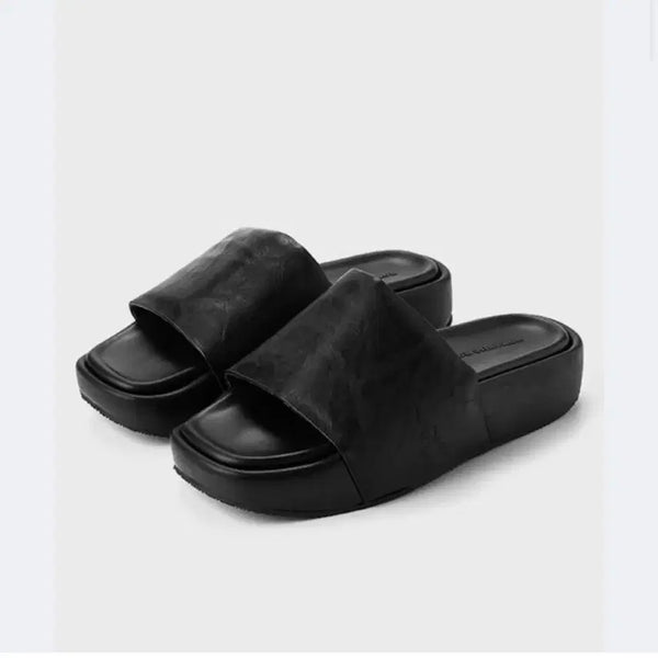 [BUNJANG] Romantic Move Padded Eco-Leather Slide Sandals / 로맨틱무브 패디드 에코레더 슬라이드 샌들