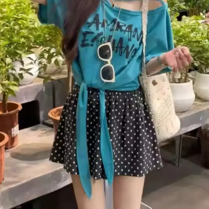 [BUNJANG] Asymmetrical T-Shirt / 언발란스 티셔츠 / 데일리 캐주얼 러블리 빈티지 유니크 y2k