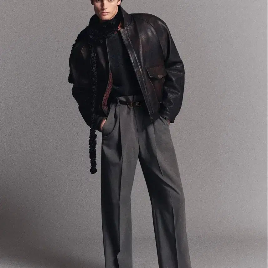 [BUNJANG] RECTO Tuck Detail Suit Pants Midnight Grey / (S) 렉토 턱 디테일 수트팬츠 미드나잇 그레이