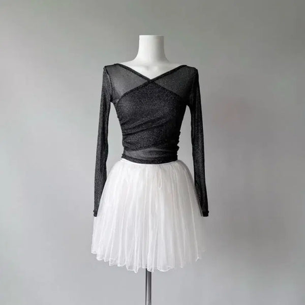[BUNJANG] Yura Ballet Summer Warmer Top Black / 유라발레 탑 여름워머 블랙