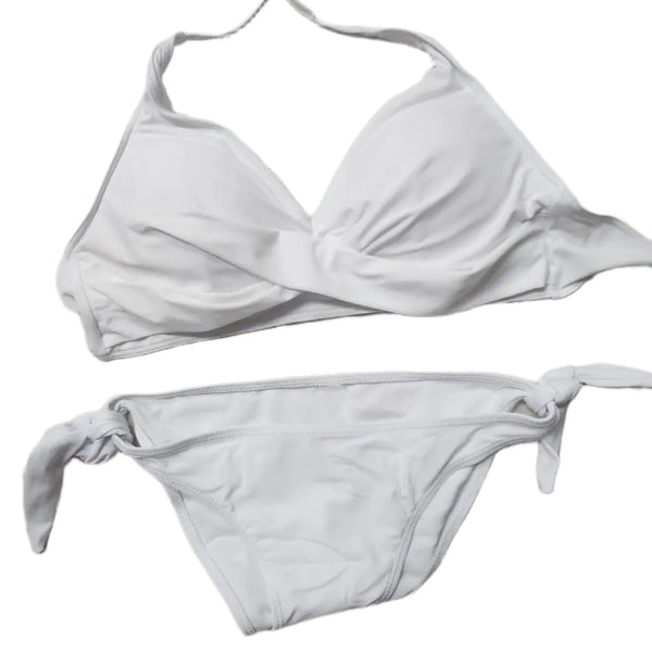 [BUNJANG] White Twisted Halterneck Bikini / 화이트 꼬임 홀터넥 비키니 (착용샷o)