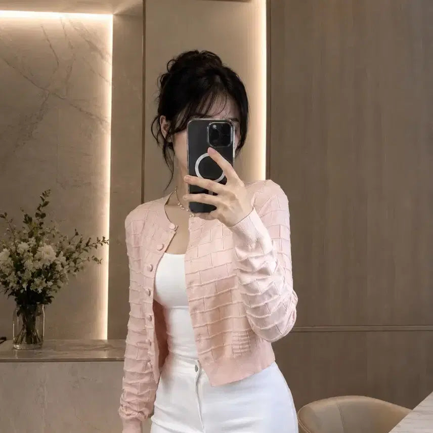 [BUNJANG] Imported Clothing Pink Knit Cardigan / (수입의류) 새상품 연핑크 니트 가디건