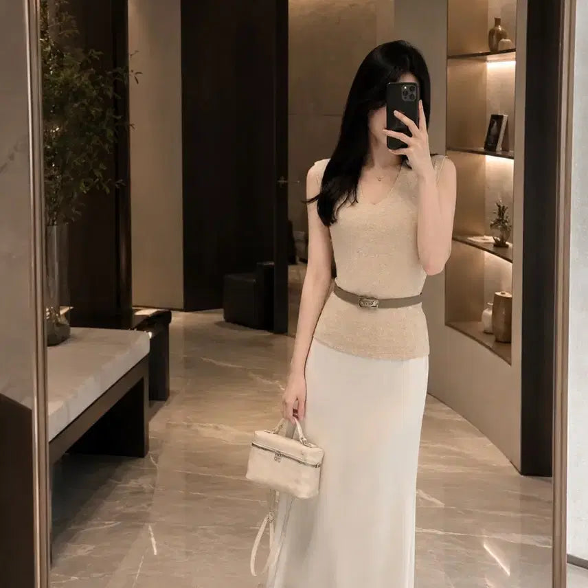[BUNJANG] Imported Knit Long Skirt Set with Belt / (수입의류) 새상품 니트 롱스커트 SET 벨트포함!!