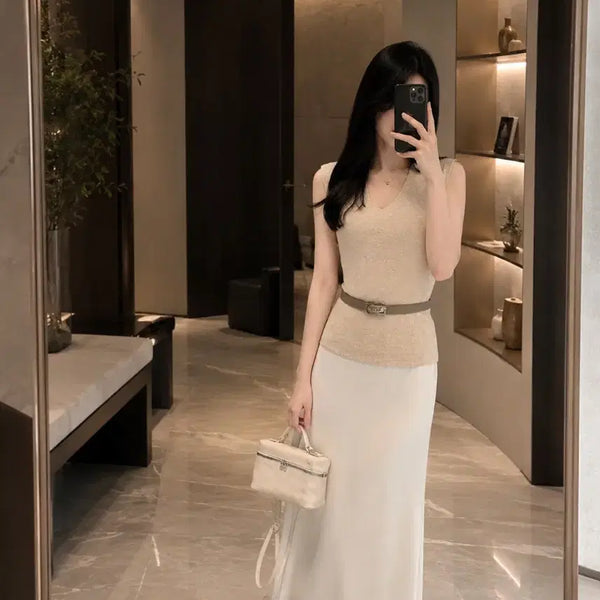 [BUNJANG] Imported Knit Long Skirt Set with Belt / (수입의류) 새상품 니트 롱스커트 SET 벨트포함!!