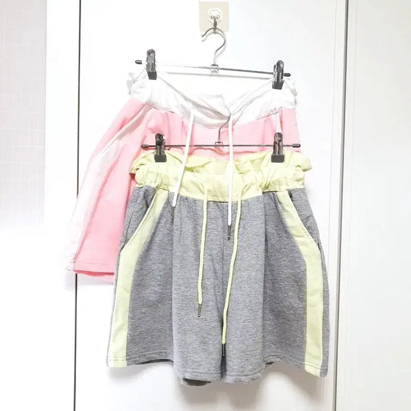 [BUNJANG] Color Block Cut-Off French Terry Shorts (One Size Fits Most) / (새상품)배색 쭈리 컷팅 반바지(~66사이즈)