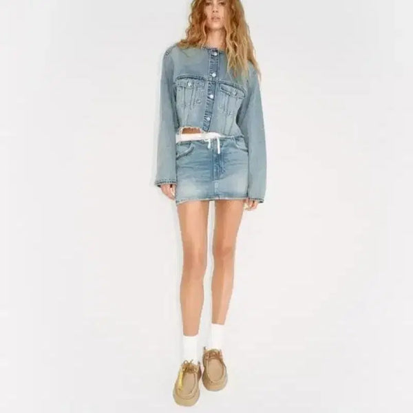 [BUNJANG] Zara Combo Denim Mini Skirt Size M / 자라 콤비 데님 미니스커트 M사이즈